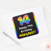 14e verjaardag: Regenboogspectrum # 14, Aangepaste Vierkante Sticker (Envelop)