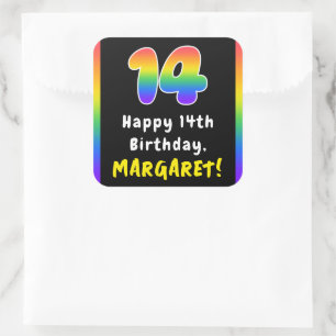 14e verjaardag: Regenboogspectrum # 14, Aangepaste Vierkante Sticker