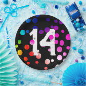 14e verjaardag RegenboogStippen op zwart Papieren Bordje (Feest)