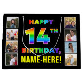14e verjaardag: Regenboogtekst, aangepaste foto's  Groot Cadeauzakje (Voorkant)