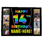 14e verjaardag: Regenboogtekst, aangepaste foto's Groot Cadeauzakje (Achterkant)