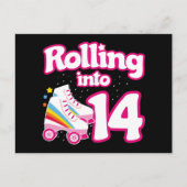 14e verjaardag Roller Skating 14 jaar oud schaatse Briefkaart (Voorkant)