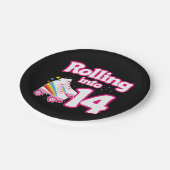 14e verjaardag rolschaatsen 14 jaar oud Schaats Papieren Bordje (Gekanteld)