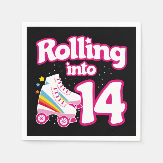 14e verjaardag rolschaatsen 14 jaar oud Schaats Servet (Voorkant)