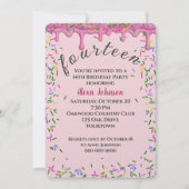 14e verjaardag roze ijsjes en strooisel kaart (Voorkant)