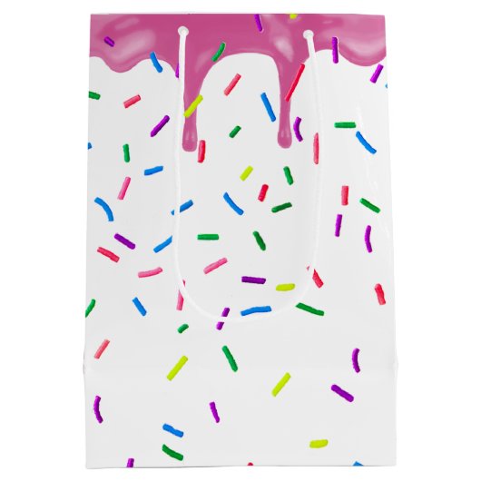 14e verjaardag springen op roze ijsvorming medium cadeauzakje (Achterkant)