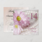 14e verjaardag uitnodiging met madeliefjes (Voorkant / Achterkant)