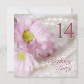 14e verjaardag uitnodiging met madeliefjes (Voorkant)