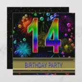 14e verjaardag Uitnodiging op feestdag met bellen (Voorkant / Achterkant)