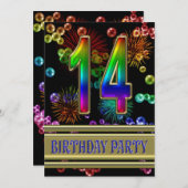 14e verjaardag Uitnodiging op feestdag met bellen (Voorkant / Achterkant)