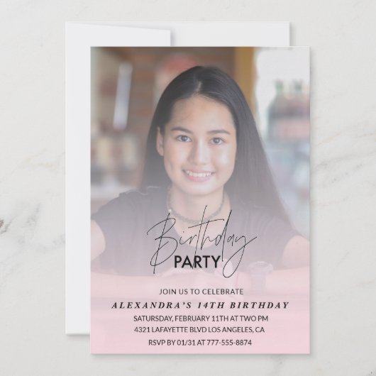 14e verjaardag uitnodiging Verjaardagsfeest Foto r (Voorkant)