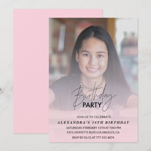 14e verjaardag uitnodiging Verjaardagsfeest Foto r (Voorkant / Achterkant)