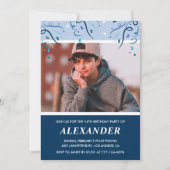 14e verjaardag uitnodigingen Foto Navy Blue (Voorkant)