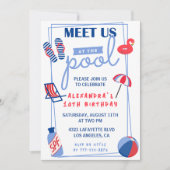 14e verjaardag uitnodigingen Pool Party Zomer (Voorkant)