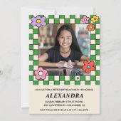 14e verjaardag uitnodigingen Retro Groovy Bloemen (Voorkant)