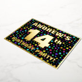 14e verjaardag van de geboorte - Fun, kleurrijk st Folie Uitnodiging (Gedraaid)