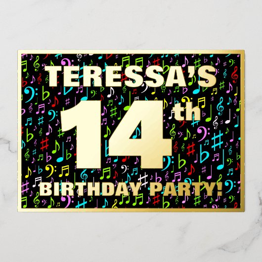 14e verjaardag van de gevechtsdag — Fun, kleurrijk Folie Uitnodiging (Voorkant)