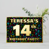 14e verjaardag van de gevechtsdag — Fun, kleurrijk Folie Uitnodiging (Staand Voorkant)