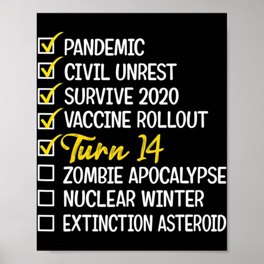 14e verjaardag van de gift 14 jaar oud Quarantine  Poster (Voorkant)