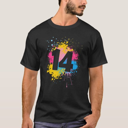 14e verjaardag van de kleurschilder van Birthday T-shirt (Voorkant)