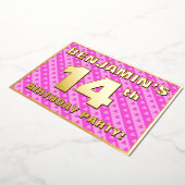 14e verjaardag van de opstand - vuurroze harten en folie uitnodiging (Gedraaid)