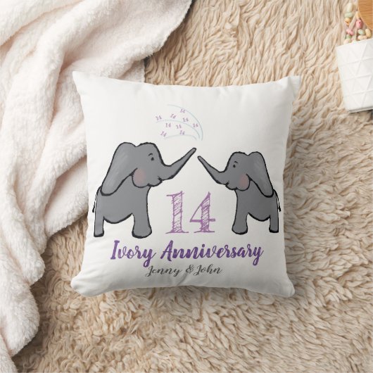 14e verjaardag van de paarse olifant in ivoor kussen (Deken)