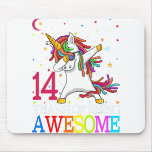 14e verjaardag van de Unicorn Party Gift 14 jaar Muismat