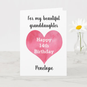 14e verjaardag van het hart voor kleindochter kaart