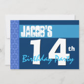 14e verjaardag van het moderne blauwe Star-patroon Kaart (Voorkant)