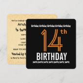 14e verjaardag van het moderne Sinaasappel en zwar Kaart (Voorkant / Achterkant)