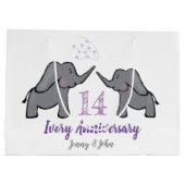 14e verjaardag van ivoorbruiloft schattige olifant groot cadeauzakje (Achterkant)