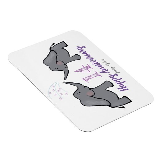 14e verjaardag van ivoorbruiloft schattige olifant magneet (Rechterzijde)