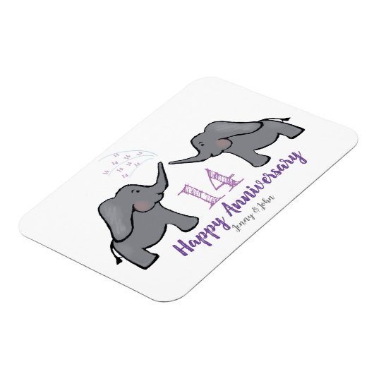 14e verjaardag van ivoorbruiloft schattige olifant magneet (Linkerzijde)