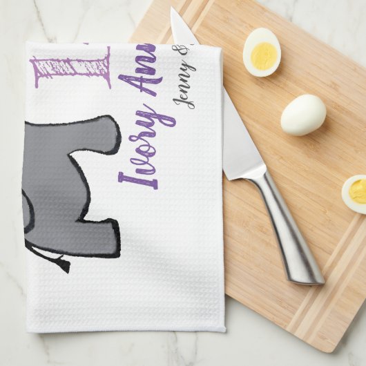 14e verjaardag van ivoorbruiloft schattige olifant theedoek (Quarter Fold)