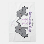 14e verjaardag van ivoorbruiloft schattige olifant theedoek (Verticaal)