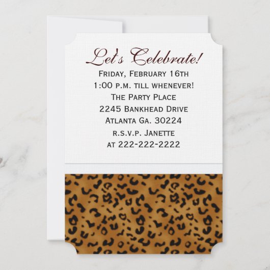 14e verjaardag van Leopard: Afbeelding: feestuitno Kaart (Achterkant)