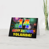 14e verjaardag: Vet, Plezier, Vuurwerk, Regenboog Kaart (Voorkant)