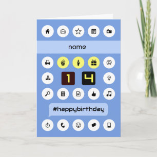 14e verjaardag voeg naam toe gepersonaliseerd comp kaart