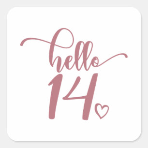 14e verjaardag Vrouwen Hallo 14 stuks 14 jaar oud Vierkante Sticker