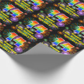 14e verjaardag: vuurwerk, regenboogblik # "14" cadeaupapier (Hoek)