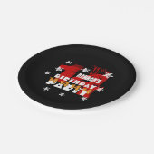 14e verjaardag zwarte rode gouden witte sterren papieren bordje (Gekanteld)