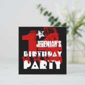 14e verjaardagsfeest Grunge RED en BLACK Z14A1 Kaart (Staand voorkant)