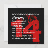 14e verjaardagsfeest Grunge RED en BLACK Z14A1 Kaart (Achterkant)