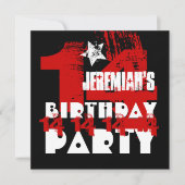14e verjaardagsfeest Grunge RED en BLACK Z14A1 Kaart (Voorkant)