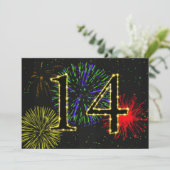 14e verjaardagsfeestje uitnodigen kaart (Staand voorkant)