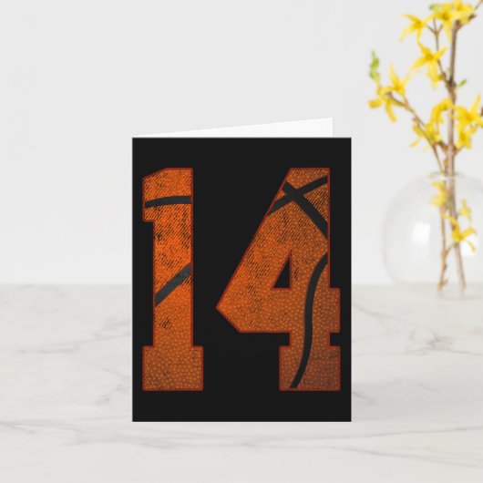 14e verjaardagsfeestje veertien 14 jaar oud basket kaart (Gele Bloem)