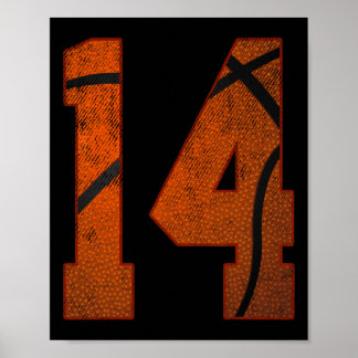 14e verjaardagsfeestje veertien 14 jaar oud basket poster