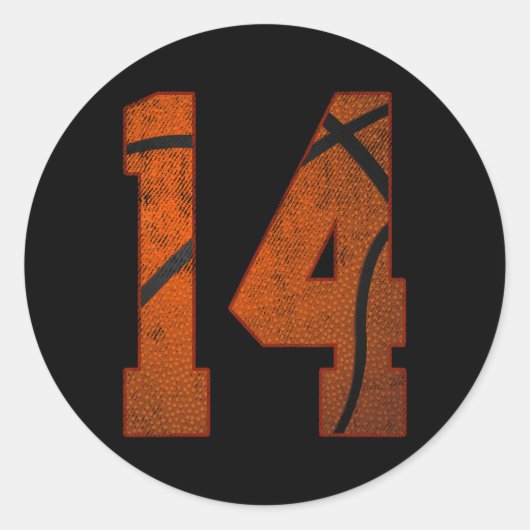 14e verjaardagsfeestje veertien 14 jaar oud basket ronde sticker (Voorkant)