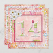 14e verjaardagsfeeststijl kaart (Voorkant / Achterkant)
