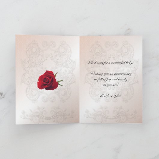 14e verjaardagskaart met rozen en bladeren kaart (Binnen)